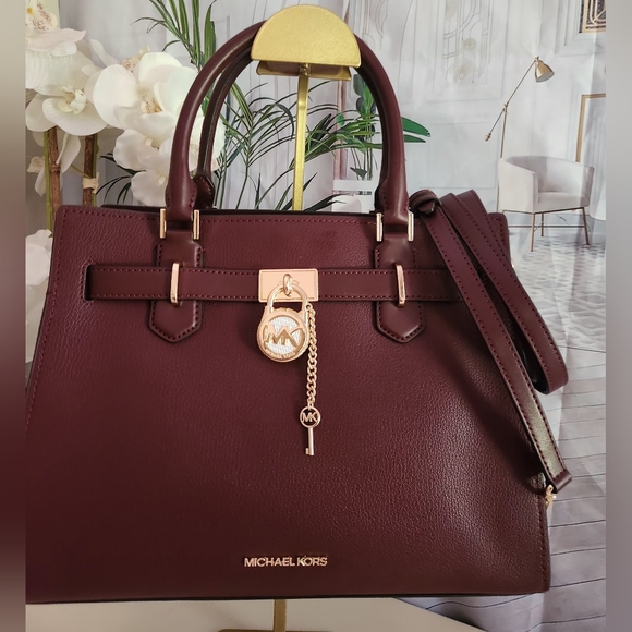 New! Michael Kors Hamilton 2 Way Satchel In Gorgeous Oxblood Color! Giftable! - Picture 4 of 8